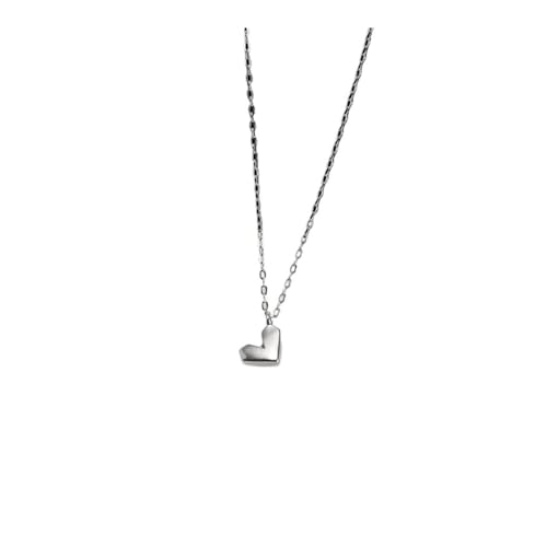 XUEQIZHENG Halsketten für Damen, S925 Silber Damen Herz Anhänger Halskette, Schlüsselbein Kette, Schlichter Stil Schmuck(Silver) von XUEQIZHENG