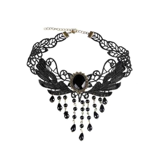 XUEQIZHENG Halsketten für Damen, Schwarze Spitzenkristallkette, zarter Schlüsselbeinkettenschmuck for Damen XUEQIZHENG Halsketten für Damen, Schwarze Spitzenkristallkette, zarter Schlüsselbeinkettenschmuck for Damen von XUEQIZHENG