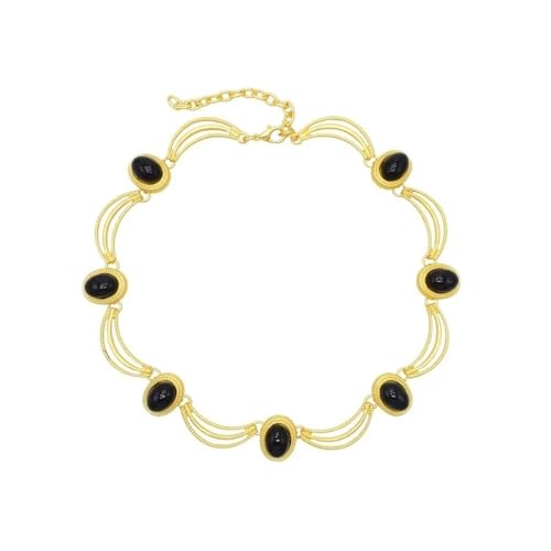 XUEQIZHENG Halsketten für Damen, Vintage Ovale Schwarze Stein Halskette, Court Style Schlüsselbeinkette for Damen XUEQIZHENG Halsketten für Damen, Vintage Ovale Schwarze Stein Halskette, Court Style Schlüsselbeinkette for Damen von XUEQIZHENG