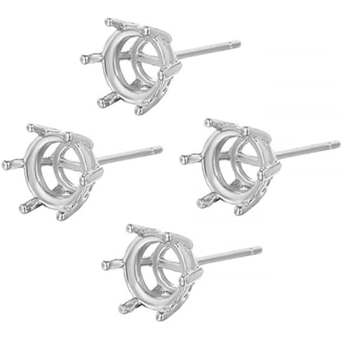 XUEYEGONGJI 2 Paare Schmuckzubehör, 925 Silber 6 Pongs Stud Post Ohrring -Rohlinge, DIY -Ohrringzubehör für 5 mm runde Edelsteingeschenk, XUEYEGONGJI 2 Paare Schmuckzubehör, 925 Silber 6 Pongs Stud Post Ohrring -Rohlinge, DIY -Ohrringzubehör für 5 mm runde Edelsteingeschenk, von XUEYEGONGJI
