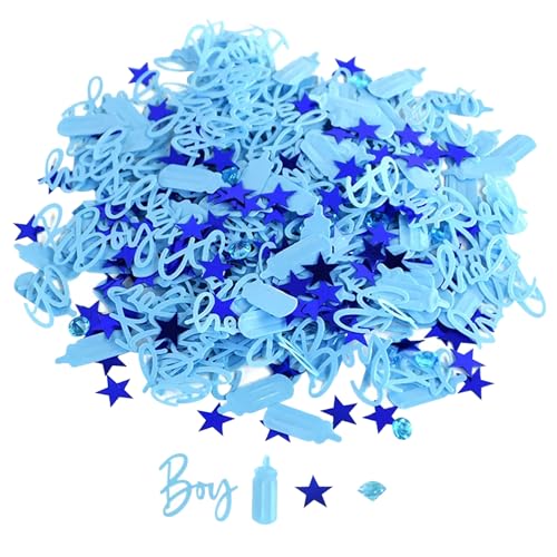 Babyparty Konfetti 3 Taschen funkelnde Baby Konfetti 15G/Tasche Geschlecht enthüllen süße Duschdekoration Partyzubehör, Junge, Dekorationen von XUEYEGONGJI
