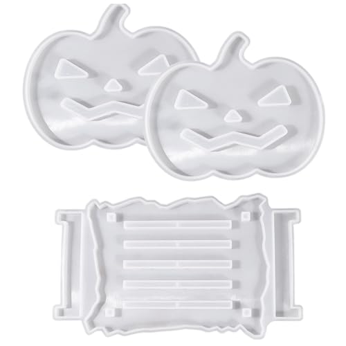 Kürbis -Silikonform 3pcs/Set Harz Coaster Formen mit Halfeln Halloween Silikonformen für Epoxidharz DIY Art Craft Cup Matten, Kürbisform Kürbis -Silikonform 3pcs/Set Harz Coaster Formen mit Halfeln Halloween Silikonformen für Epoxidharz DIY Art Craft Cup Matten, Kürbisform von XUEYEGONGJI