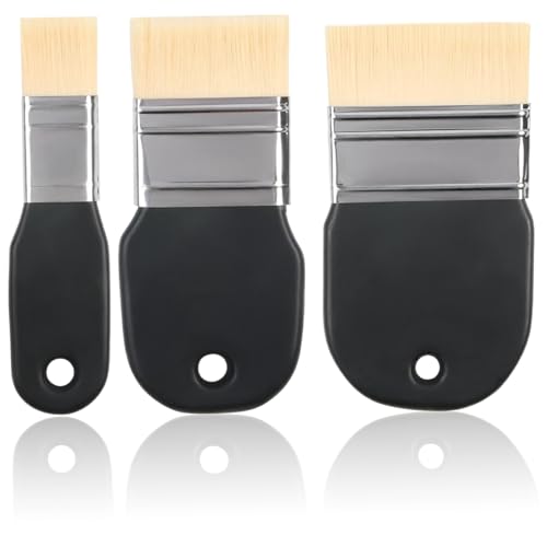 Pinselset, 3pcs 1 2 3 Weiche Nylon-Flachfarbe Pinsel, wasserresistente Künstlerpinsel, Hängen, für Acrylmalerei von XUEYEGONGJI