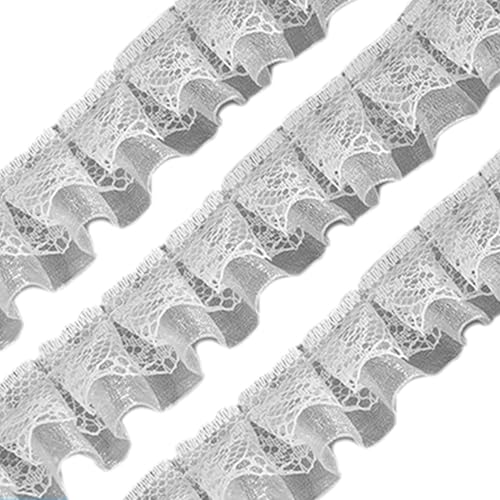 Spitzenverkleidung, 5 -Yard -Doppelschicht -Spitzen -Ruffenband, Vintage -Stoff, dicke DIY -Bänder für Handwerk, Nähen, Hochzeitsverzerrung, Weiß, Rüschenband Spitzenverkleidung, 5 -Yard -Doppelschicht -Spitzen -Ruffenband, Vintage -Stoff, dicke DIY -Bänder für Handwerk, Nähen, Hochzeitsverzerrung, Weiß, Rüschenband von XUEYEGONGJI