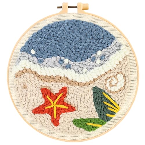 XUEYEGONGJI Punch -Nadel -Kit für Anfänger, DIY Cute Summer Beach 8in Punch Nadel Stickerset für perfekte Festivaldekoration & Geschenk für Anfänger von XUEYEGONGJI