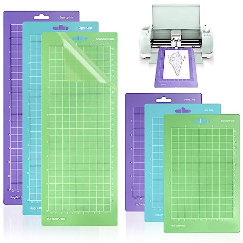 6 Stück Schneidematte für Cricut Joy 4,5x12/4,5x6,5 Zoll Schneidematte Plotter Klebrige Schneidematte Light Standard Strong Grip Selbstklebende Schneidematten für Cricut Joy Zubehör von XUHN