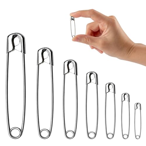 460 STK Sicherheitsnadeln Set, Silber Sicherheitsnadeln Klein(18mm/22mm/27mm/31mm/37mm), Große(45mm/54mm), Metall Sicherheitsnadel Sicherheitsstifte für Kunsthandwerk Nähen DIY Kleidung Safety Pins von XUIIOSOOKP