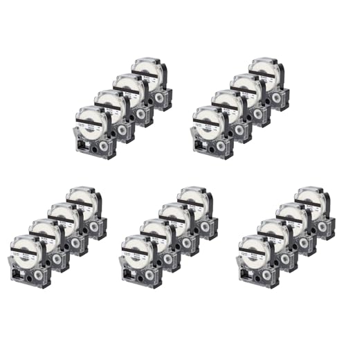 20 Er-Pack Kompatibles Etikettenbandersatz für -4WBN (SS12KW) Etikettenbandkassetten Schwarz auf WeißBand von XUJIAN