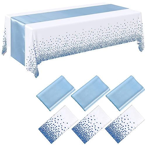 XUJIAN 4-Teiliges Einweg-Tischdecken-TischläUfer-Set Aus Kunststoff, Satin-TischläUfer für Hochzeit, Geburtstag, Dekoration, Blau XUJIAN 4-Teiliges Einweg-Tischdecken-TischläUfer-Set Aus Kunststoff, Satin-TischläUfer für Hochzeit, Geburtstag, Dekoration, Blau von XUJIAN