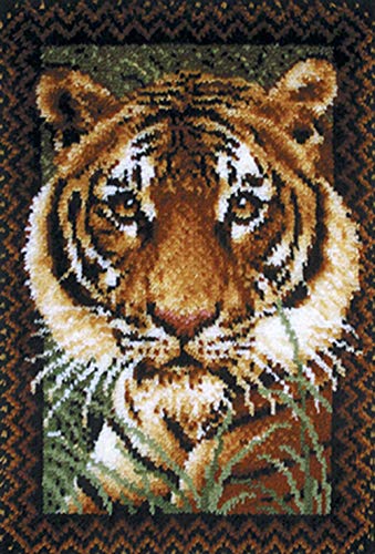 XUJINGJIE Knüpfteppich Knüpfkissen zum Selber Knüpfen Erwachsene Kinder DIY Knüpfen Teppich Handarbeit Set Latch Hook Kit, Tiger, 85X63cm XUJINGJIE Knüpfteppich Knüpfkissen zum Selber Knüpfen Erwachsene Kinder DIY Knüpfen Teppich Handarbeit Set Latch Hook Kit, Tiger, 85X63cm von XUJINGJIE