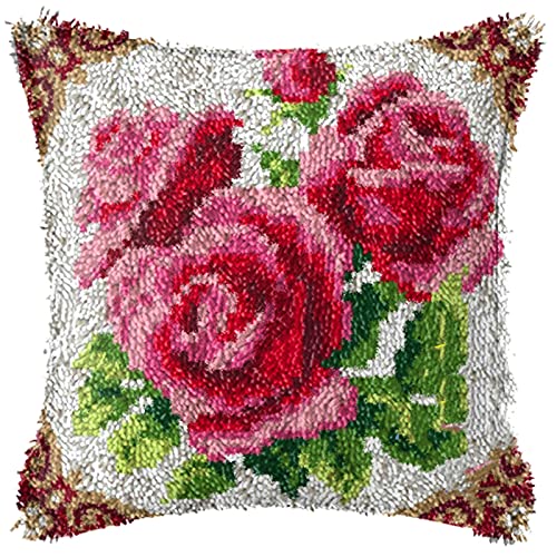 XUJINGJIE Knüpfteppich Zum Selber Knüpfen für Erwachsene Kissenbezug Knüpfkissen mit Blumen Bedrucktes Leinwandmuster Teppich für Sofa Home Decor, 43X43cm XUJINGJIE Knüpfteppich Zum Selber Knüpfen für Erwachsene Kissenbezug Knüpfkissen mit Blumen Bedrucktes Leinwandmuster Teppich für Sofa Home Decor, 43X43cm von XUJINGJIE