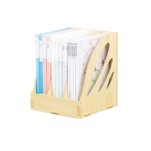 XUJUAN-0227 Datei-Organizer Zeitschriftenablagehalter Literatur Dokument Ringbuch Papier Organizer Ablageständer, 3 Fächer(Beige) von XUJUAN-0227