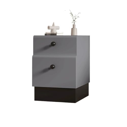 XUJUAN-0227 Kommode Grauer Kleiner Nachttisch aus Holz mit schmaler Seitenklammernaht, minimalistischer schwarzer Schrank(Groß) von XUJUAN-0227