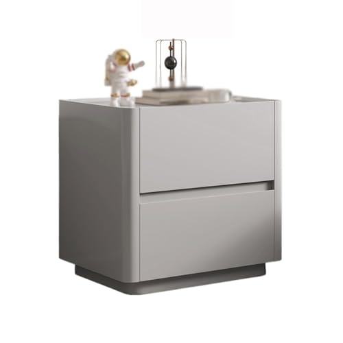XUJUAN-0227 Kommode Grauer Nachttisch aus Holz mit doppelter Schublade, einfaches Nachttisch-Schrank for das Schlafzimmer(Groß) von XUJUAN-0227