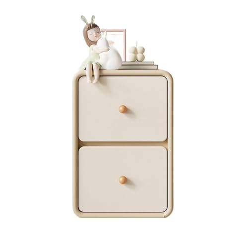 XUJUAN-0227 Kommode Nachttisch aus Holz, klein, ultraschmal, seitlicher Clip-Organizer, Aufbewahrungsschrank, Beige/Weiß(Groß) von XUJUAN-0227