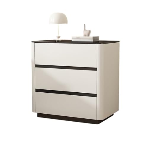 XUJUAN-0227 Kommode Nachttisch aus Holz for Schlafzimmer, Haushalt, DREI Schubladen, Glasplatte, weiß(Klein) von XUJUAN-0227