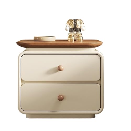 XUJUAN-0227 Kommode Nachttisch aus Holz mit Tablett, Aufbewahrung for das Schlafzimmer, Aufbewahrungsschrank Doppelschublade, Esszimmerschrank, Farbe Beige(Klein) von XUJUAN-0227