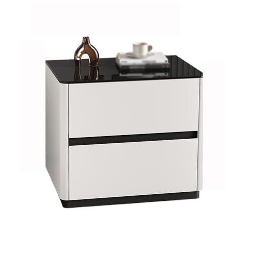 XUJUAN-0227 Kommode Weiß Holz Nachttisch Schlafzimmer Haushalt Nacht Lagerung Doppel Schublade Glas Schrank Tops(XS) von XUJUAN-0227