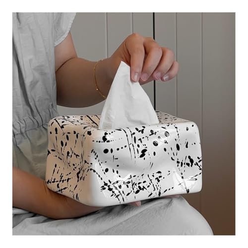 XUJUAN-0227 Taschentuchbox Serviettenhalter Ink Splash Quadratisch Keramik for Nachttisch Serviettenhalter aus Seidenpapier(Weiß) von XUJUAN-0227