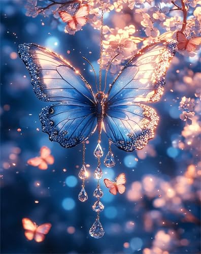 Diamond Painting Erwachsene Butterfly, Animal Diamond Painting, Bunte Muster Diamantmalerei DIY Kunst Handwerk Set, Rund Full Drill Craft Cross Stickerei für Damen Dekoration Geschenke 70x95cm T-98 von XUJYLXZA