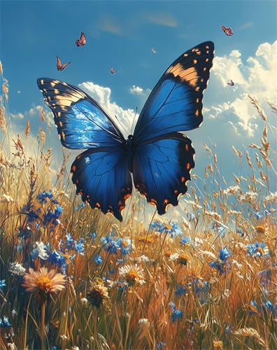 Diamond Painting Erwachsene Butterfly, Animal Diamond Painting, Bunte Muster Diamantmalerei DIY Kunst Handwerk Set, Rund Full Drill Craft Cross Stickerei für Damen Dekoration Geschenke 90x120cm T-95 von XUJYLXZA