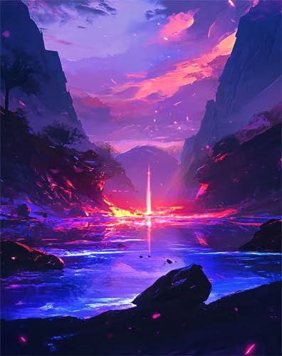 Diamond Painting Erwachsene Lake, Landscape Diamond Painting, Bunte Muster Diamantmalerei DIY Kunst Handwerk Set, Rund Full Drill Craft Cross Stickerei für Damen Dekoration Geschenke 35x50cm T-68 von XUJYLXZA