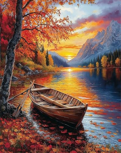Diamond Painting Erwachsene Lake, Landscape Diamond Painting, Bunte Muster Diamantmalerei DIY Kunst Handwerk Set, Rund Full Drill Craft Cross Stickerei für Damen Dekoration Geschenke 35x50cm T-75 Diamond Painting Erwachsene Lake, Landscape Diamond Painting, Bunte Muster Diamantmalerei DIY Kunst Handwerk Set, Rund Full Drill Craft Cross Stickerei für Damen Dekoration Geschenke 35x50cm T-75 von XUJYLXZA