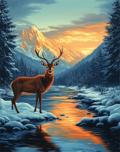 Diamond Painting Lake, Diamond Painting Erwachsene Deer, DIY Diamantmalerei Basteln, Alle Bohrer Wasserbohrer Edelsteine Kunstwerke Mosaikherstellung, als Familienwand Dekoration 60x80cm T-84 Diamond Painting Lake, Diamond Painting Erwachsene Deer, DIY Diamantmalerei Basteln, Alle Bohrer Wasserbohrer Edelsteine Kunstwerke Mosaikherstellung, als Familienwand Dekoration 60x80cm T-84 von XUJYLXZA