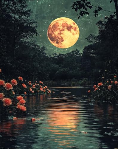 Diamond Painting Lake, Diamond Painting Erwachsene Flower, DIY Diamantmalerei Basteln, Alle Bohrer Wasserbohrer Edelsteine Kunstwerke Mosaikherstellung, als Familienwand Dekoration 40x55cm T-71 von XUJYLXZA