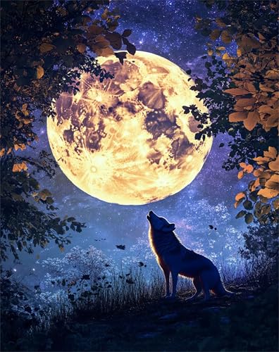 XUJYLXZA Diamond Painting Erwachsene Lake, Moon Diamond Painting, Bunte Muster Diamantmalerei DIY Kunst Handwerk Set, Rund Full Drill Craft Cross Stickerei für Damen Dekoration Geschenke 70x95cm T-86 von XUJYLXZA