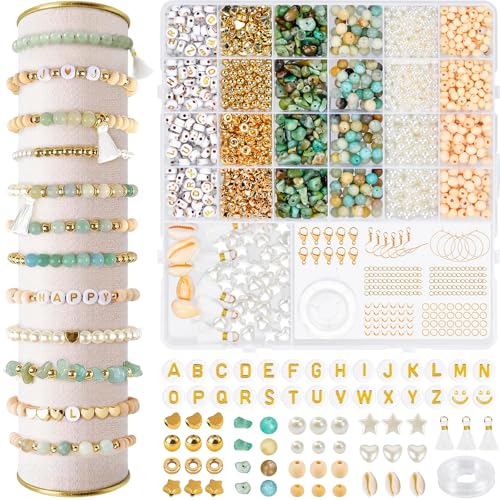 XULIERUX Naturstein DIY Perlenarmband Set, Perlen zum Selbermachen, Perlenset, selbstgemachte Armbänder, Halsketten, geeignet für Kinder und Erwachsene XULIERUX Naturstein DIY Perlenarmband Set, Perlen zum Selbermachen, Perlenset, selbstgemachte Armbänder, Halsketten, geeignet für Kinder und Erwachsene von XULIERUX