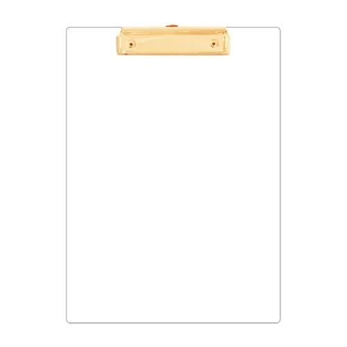 A4-Klemmbrett, transparenter Klemmbrett-Aktenhalter, flacher Clip for 30 Blatt Bürobedarf, for Damen und Herren(Gold) von XUMKFJRE