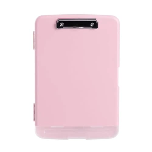 Klemmbrettbox mit Stiftetui, professionelles, robustes Klemmbrett mit Aufbewahrungsstifthalter, geschlossene Box(Pink) von XUMKFJRE
