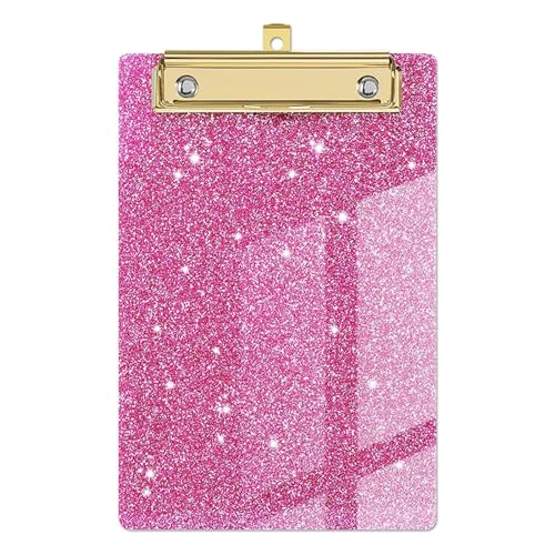 Papier-Organizer, glitzerndes Schreib-Klemmbrett mit flachem Gold-Clip, Menü-Ordner, Flash-Memo-Zwischenablage, Dateiordner(Pink) von XUMKFJRE