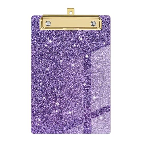 Papier-Organizer, glitzerndes Schreib-Klemmbrett mit flachem Gold-Clip, Menü-Ordner, Flash-Memo-Zwischenablage, Dateiordner(Purple) von XUMKFJRE