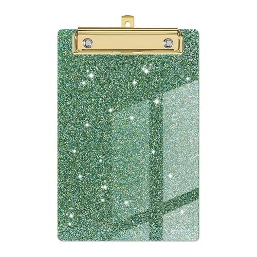 Papier-Organizer, glitzerndes Schreib-Klemmbrett mit flachem Gold-Clip, Schreibtablett, Flash-Memo-Klemmbrett, Menü-Ordner, glitzernd(Green) von XUMKFJRE