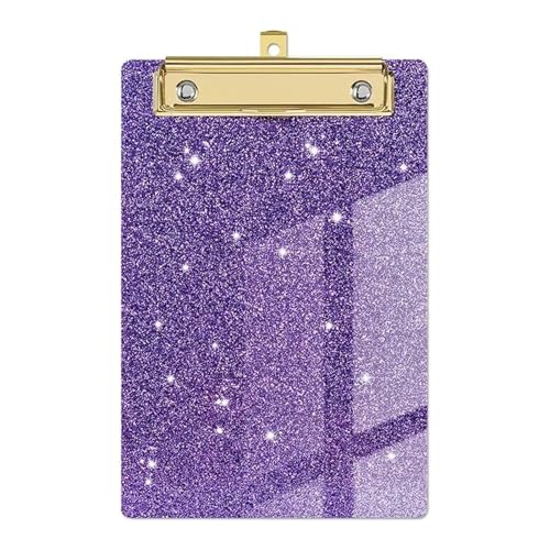 Papier-Organizer, glitzerndes Schreib-Klemmbrett mit flachem Gold-Clip, Schreibtablett, Flash-Memo-Klemmbrett, Menü-Ordner, glitzernd(Purple) von XUMKFJRE
