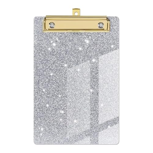 Papier-Organizer, glitzerndes Schreib-Klemmbrett mit flachem Gold-Clip, Schreibtablett, Flash-Memo-Klemmbrett, Menü-Ordner, glitzernd(Silver) von XUMKFJRE