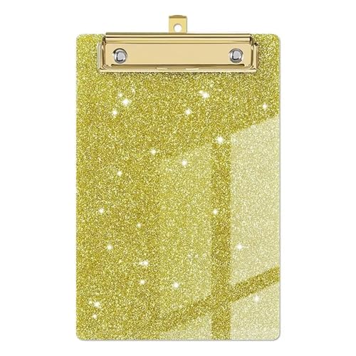 Papier-Organizer, glitzerndes Schreib-Klemmbrett mit flachem Gold-Clip, Schreibtablett, Flash-Memo-Klemmbrett, Menü-Ordner, glitzernd(Yellow) von XUMKFJRE