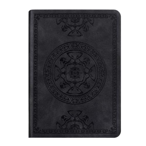 XUMKFJRE A6 Retro-Stil Pocket-Typ Mini-Notizbuch Stempelprozess Schreibbuch Tragbarer Notizblock Bürobuchhaltung(Black) von XUMKFJRE