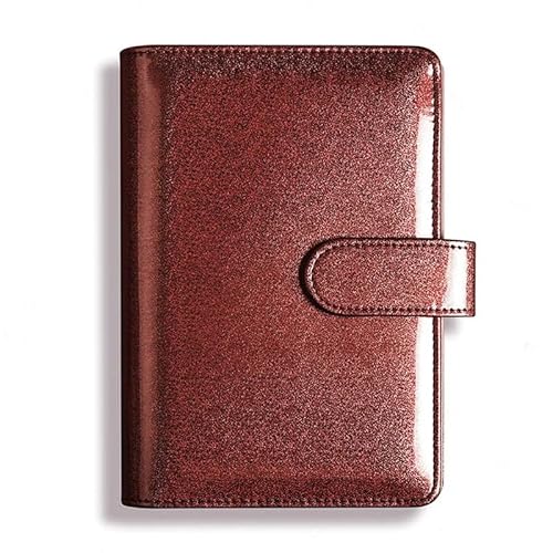XUMKFJRE Glitzer-Kreativhandbuch, glitzerndes Notizblock-Shell-Lasermuster-Notizbuch, Loseblatthülle, A5, PU-Leder(Dark Brown) von XUMKFJRE