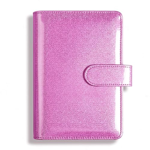XUMKFJRE Glitzer-Kreativhandbuch, glitzerndes Notizblock-Shell-Lasermuster-Notizbuch, Loseblatthülle, A5, PU-Leder(Pink) von XUMKFJRE