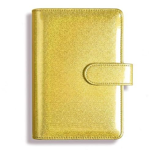 XUMKFJRE Glitzer-Kreativhandbuch, glitzerndes Notizblock-Shell-Lasermuster-Notizbuch, Loseblatthülle, A5, PU-Leder(Yellow) von XUMKFJRE