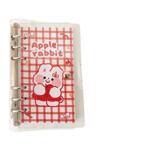 XUMKFJRE Handkonto-Loseblatt-Notizbuch-Set, Mädchen-Herz, abnehmbare Spirale, Buch, Notizblöcke, Schreibwaren(Apple Rabbit) von XUMKFJRE