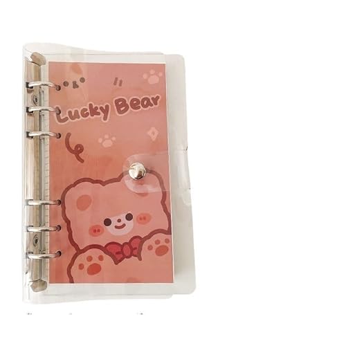 XUMKFJRE Handkonto-Loseblatt-Notizbuch-Set, Mädchen-Herz, abnehmbare Spirale, Buch, Notizblöcke, Schreibwaren(Red bow bear) von XUMKFJRE