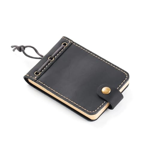 XUMKFJRE Leder Mini Notebook Vintage Rindsleder Planer Abdeckung Tagebuch Zeitschriften Tragbare Skizze Notizblock(A Black) von XUMKFJRE