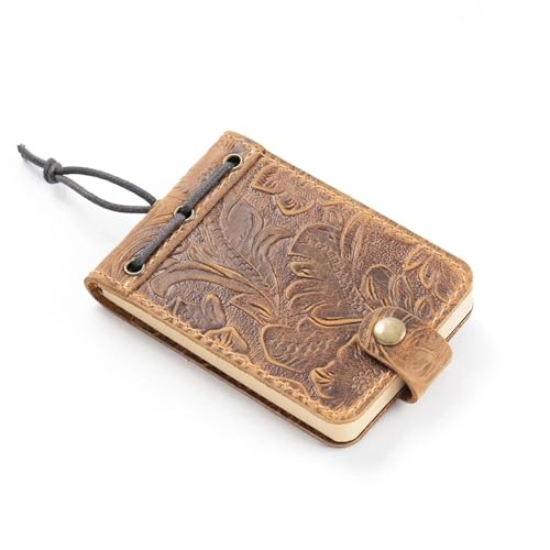 XUMKFJRE Leder Mini Notebook Vintage Rindsleder Planer Abdeckung Tagebuch Zeitschriften Tragbare Skizze Notizblock(B Brown) von XUMKFJRE