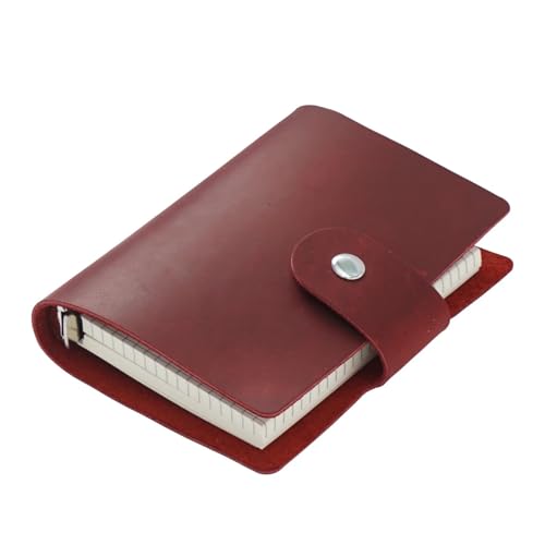 XUMKFJRE Ringplaner aus Leder im A8-Format, 5-Loch-Ringe, Mini-Notizbuch mit 15 mm silbernen Ringen, Retro-Organizer, Tagebuch, Notizblock(Red-A8) von XUMKFJRE