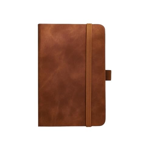 XUMKFJRE Tragbares Business-Notizbuch im A6-Format, Einband aus Pu-Leder mit Riemen, Notizblock for Studentenschreibwaren, Notizblock for Handbücher, 96 Blatt, 192 Seiten/Buch(Brown) von XUMKFJRE