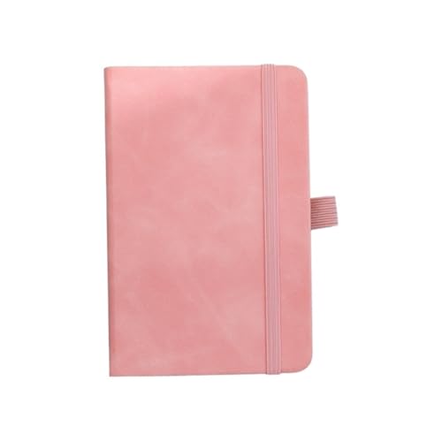 XUMKFJRE Tragbares Business-Notizbuch im A6-Format, Einband aus Pu-Leder mit Riemen, Notizblock for Studentenschreibwaren, Notizblock for Handbücher, 96 Blatt, 192 Seiten/Buch(Pink) von XUMKFJRE